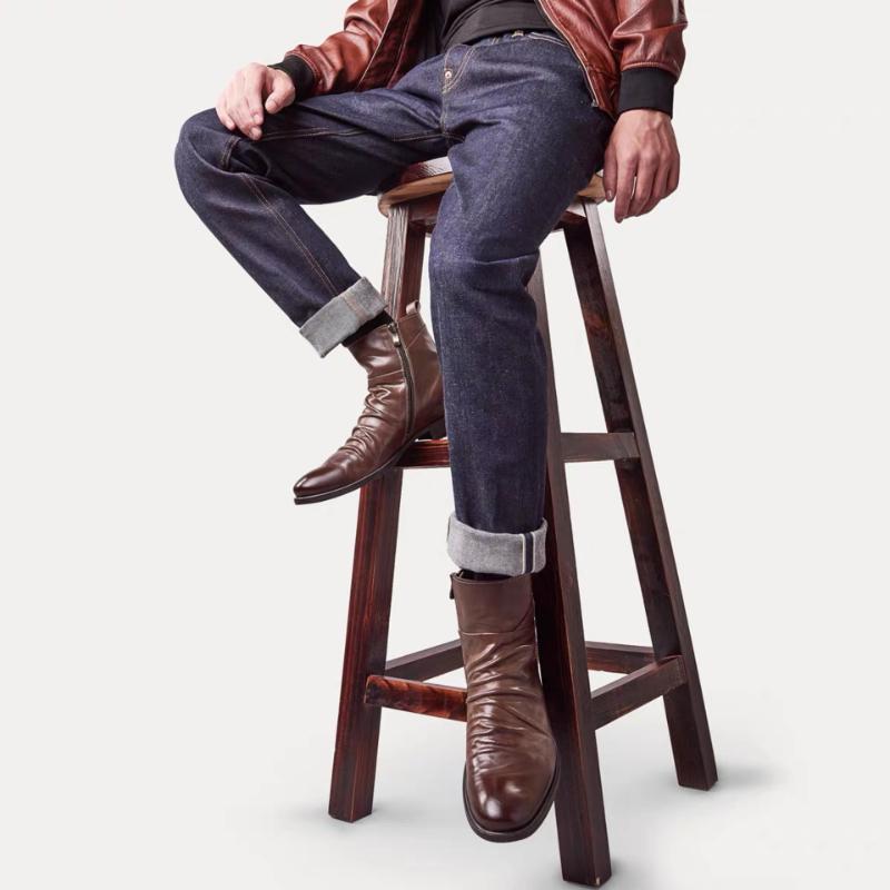 Мужские кожаные ботинки Мужская повседневная обувь На низком каблуке Нескользящие Износостойкие Теплые Деловые Комфортные мужские ботинки Botines Para Hombre