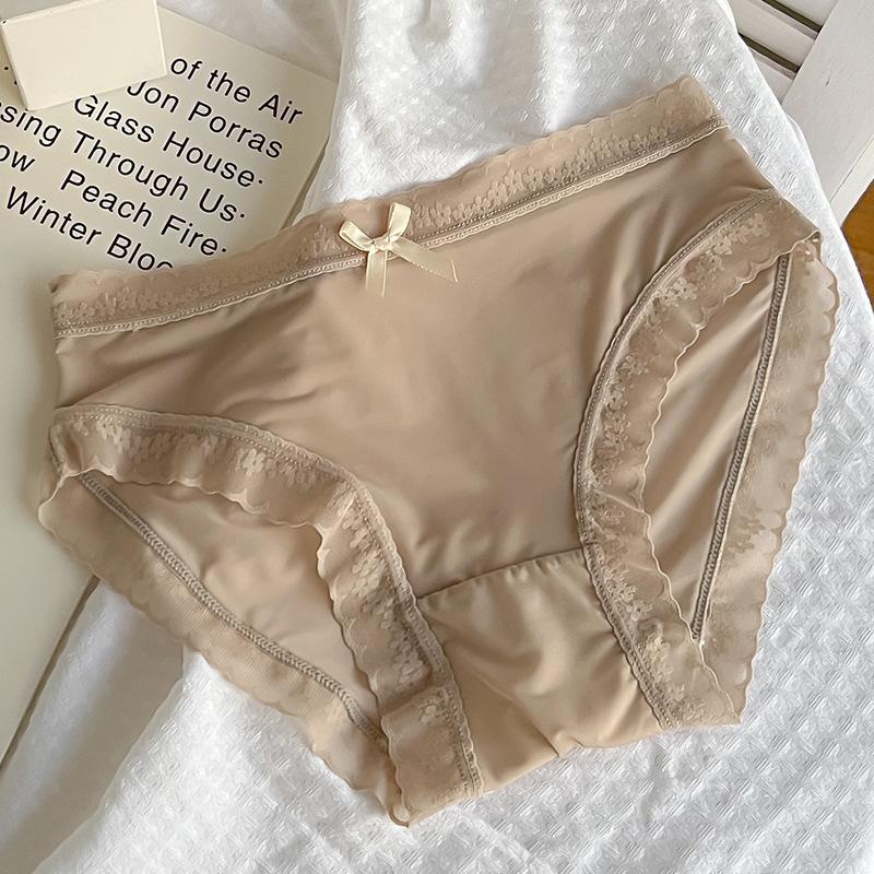 Женские сексуальные трусы из ледяного шелка, бесшовные трусики, нижнее белье, сексуальное кружевное дышащее быстросохнущее белье