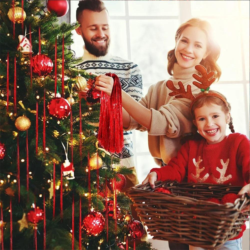 Рождественская металлическая фольгированная мишура бахрома занавес фон день рождения рождественская елка свадебное украшение годовщина декор для вечеринки в честь помолвки