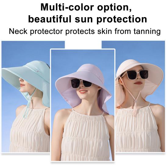 Женская широкополая солнцезащитная шляпа, сворачиваемая, с защитой от ультрафиолета, с клапаном на шее, с UPF 50+, рыболовная шляпа с отверстием для хвоста для походов на пляж