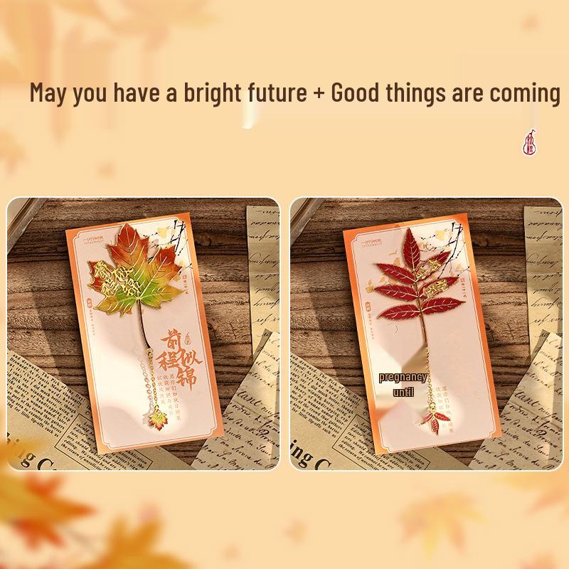 Изысканная металлическая закладка в стиле ретро с листом гинкго - Идеальный культурный подарок для студентов