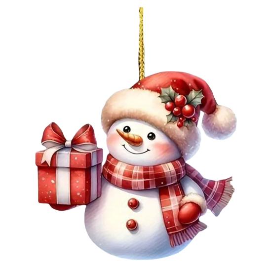 Снеговик Рождественское украшение на елку Акриловый мультяшный снеговик Подвесное украшение для зеркала заднего вида автомобиля Окно Рождественская елка Декор для вечеринки