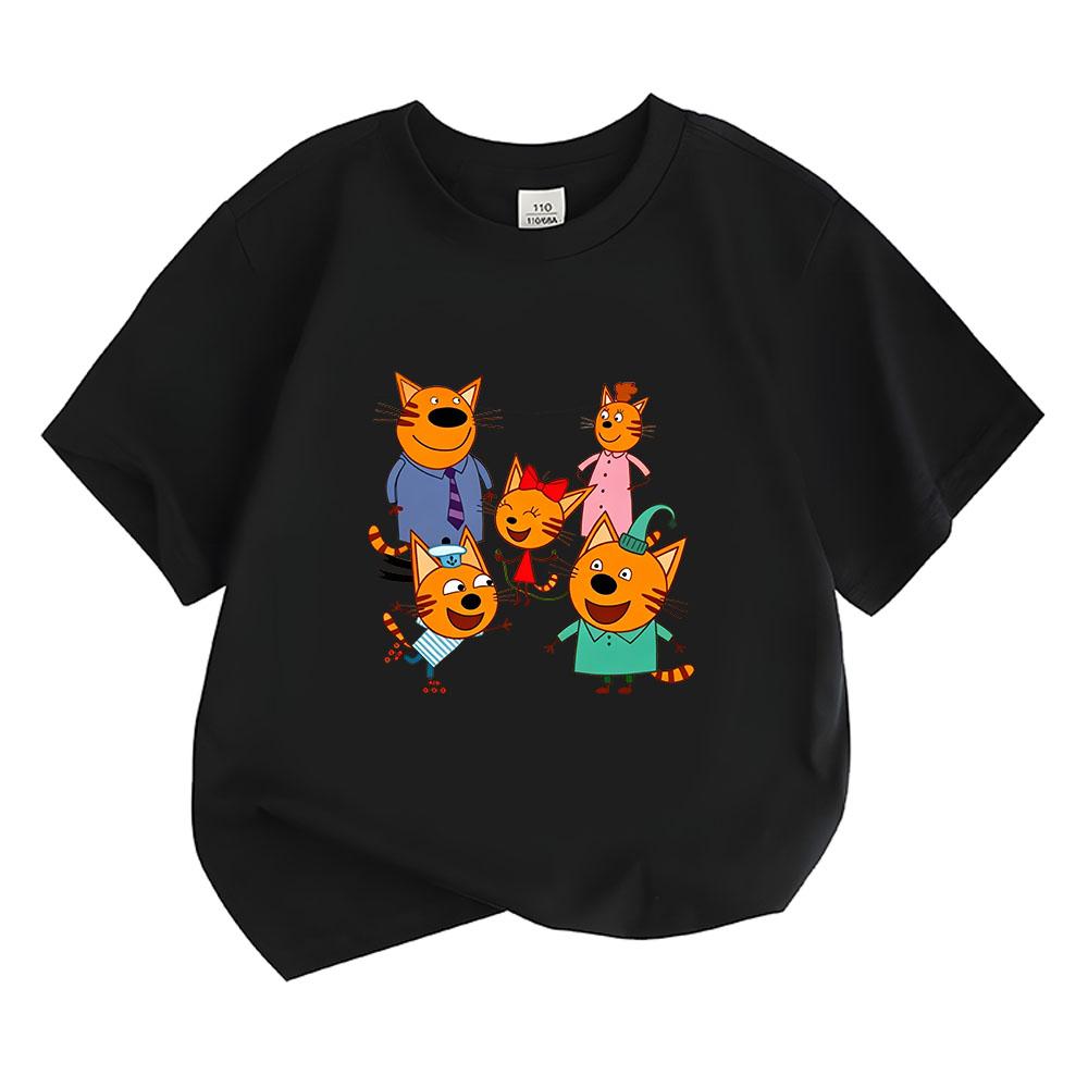 100% Хлопок Детская Футболка Kid-e-cats 2-12 Лет Мультяшный Принт Детские Футболки Милые Повседневные Топы С Круглым Вырезом С Коротким Рукавом Летняя Одежда