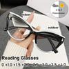 New Photochromic Reading Glasses Retro Multicolored Cat-Eye Glasses High-Definition Blue Light Blocking Farsighted Glasses +4.0