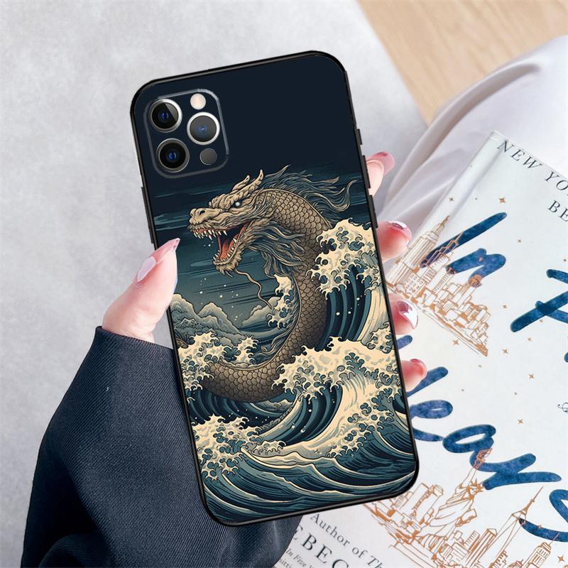 Японский Дракон Чехол для Телефона Для iPhone 16 Pro Max 11 12 13 Mini 14 15 Pro Max XR 15 16 Plus 16e Чехол Coque