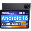 Планшет Android 16 Последняя модель с защитной пленкой, до 1 ТБ, большая батарея 7000 мАч, PD18W, распознавание лица, беспроводная зарядка, YouTube [Версия 2026, в комплекте] 10,1-дюймовый Wi-Fi