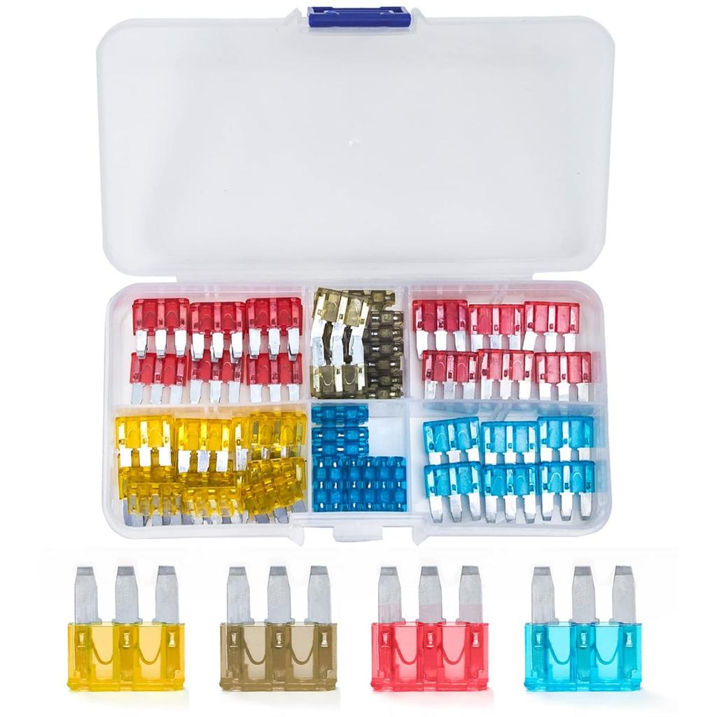 AMP Micro 3 Fuse, 3 Prong Micro Blade Fuse, Applicable to The Maintenance, Replacement of Car, Automobile Trucks, Ships, Automotive Lighting (60PCS)