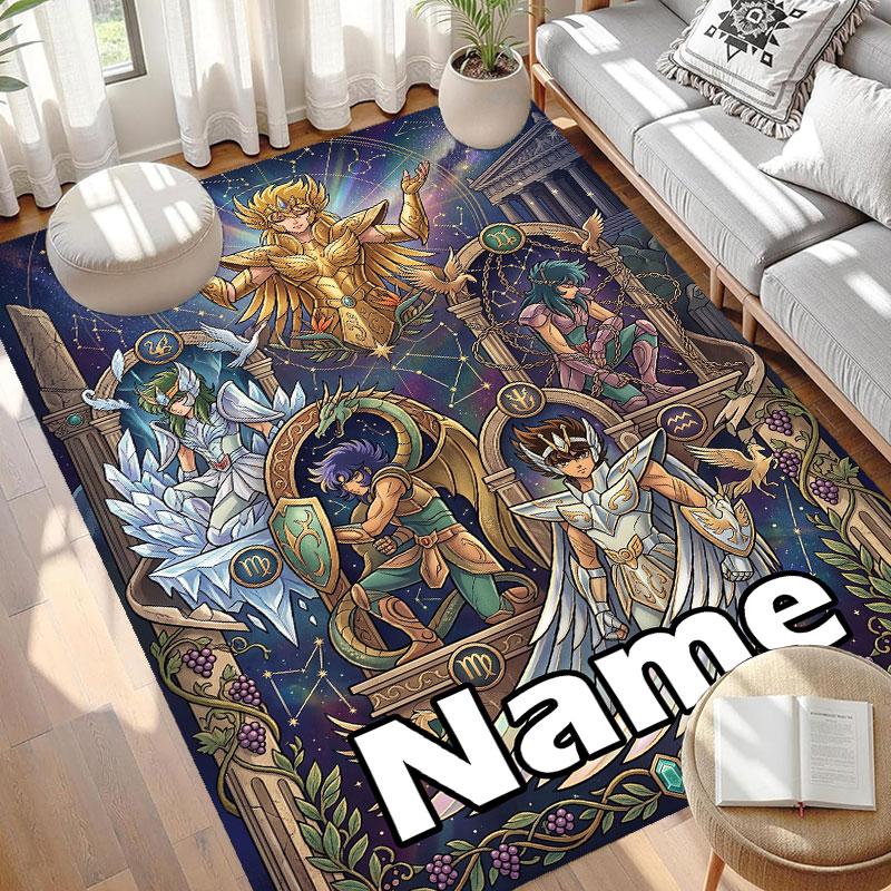 Custom Name Personalized Saint Seiya Print Carpet, Versatile Home Decor Rug, for Playroom, Apartment, Balcony, Entryway, Hallway Gift