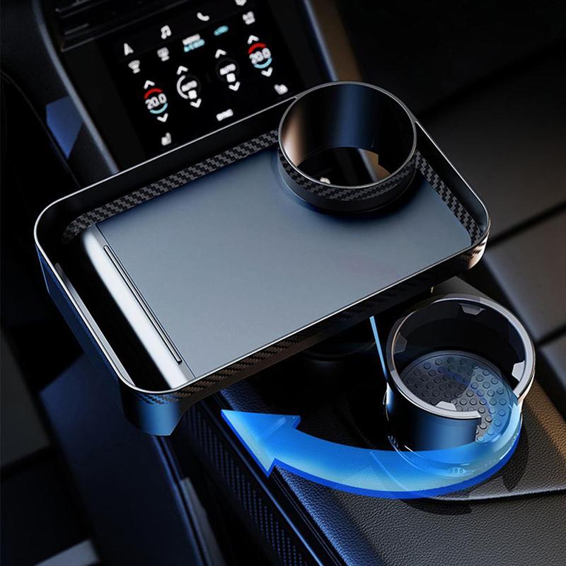 Portable Car Cup Holder Attachable Meal Tray Expanded Table Desk 360 Swivel Adjustable Car Food Tray Cup Holder Phone