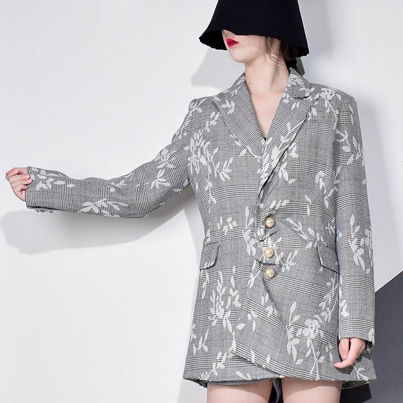 Xitao Блейзеры на пуговицах с листьями, женские элегантные карманные пиджаки с длинными рукавами LYH2650