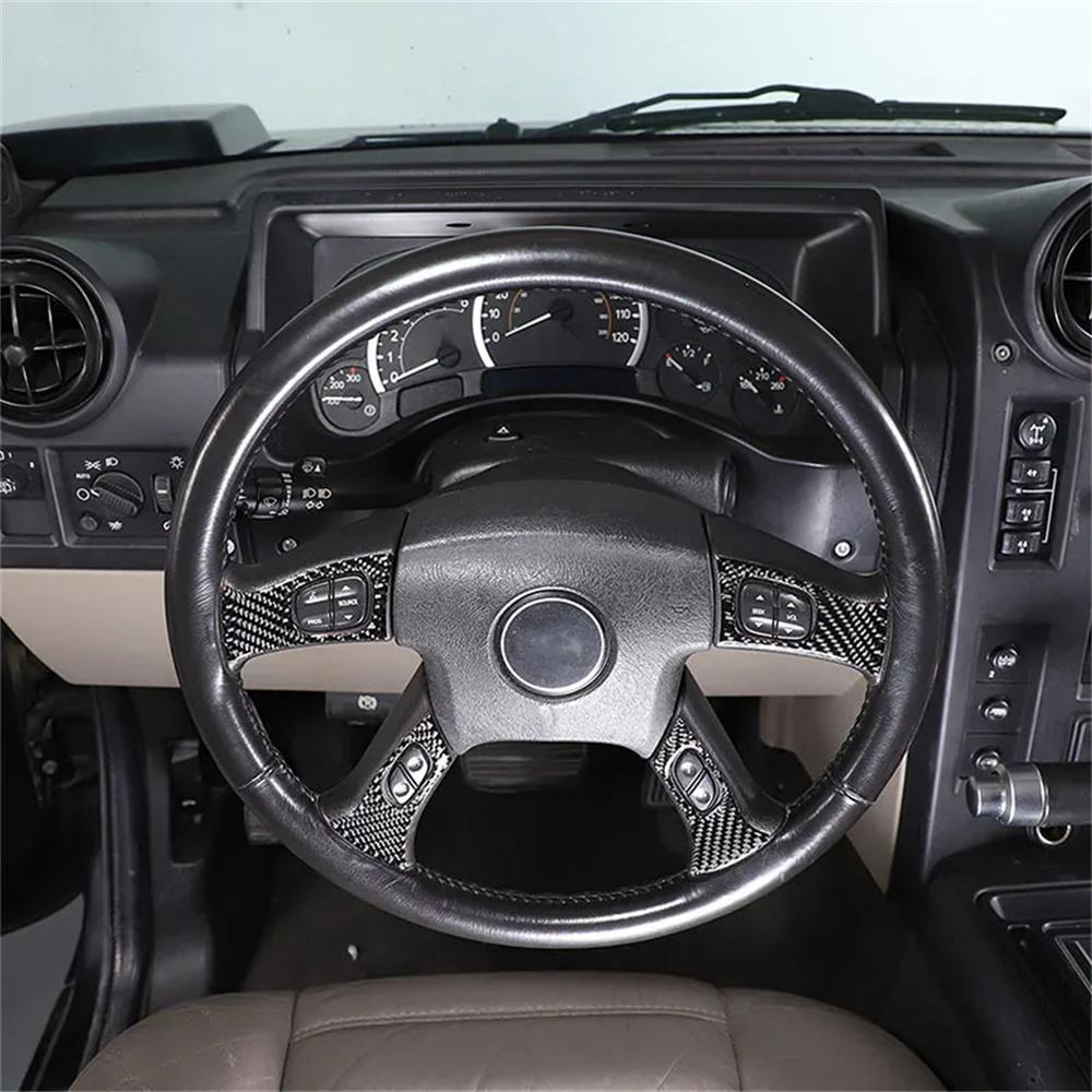 4 шт. Рамка для декора кнопок рулевого колеса из углеродного волокна для Hummer H2 2003-2007