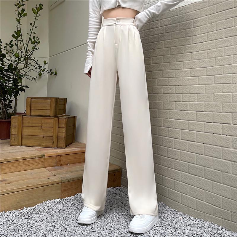 Брюки палаццо с высокой талией цвета молочного чая - Женские повседневные брюки в пол