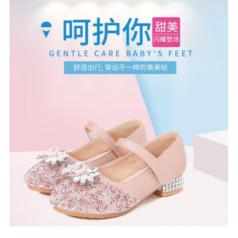 Girls Princess Crystal Shoes Low Top Soft Sole Dress Kids