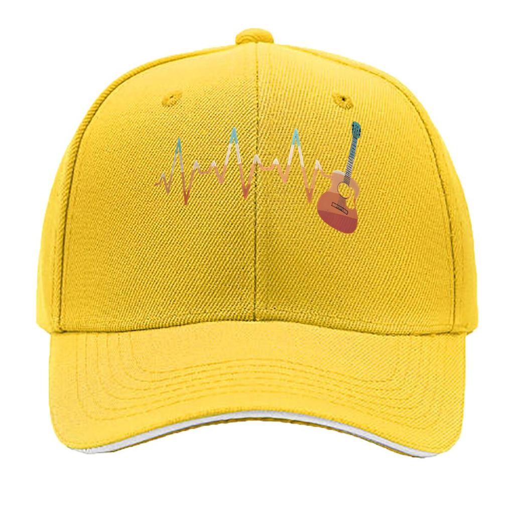 Melodic Heartbeat Guitar Waveform Mashup Design Sandwich Baseball Cap For WoUnisexs Unisex FeUnisex Beach Dad Hat