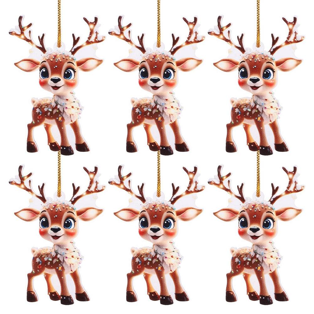 Christmas Tree Decoration Ornament Cat/Elk/Pine Tree Style Acrylic Pendant