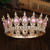 Royal Queen King Tiaras and Crowns for Wedding Party Round Rhinestone Diadem Bridal Cake Crown Hair Jewelry Birthday Gifts