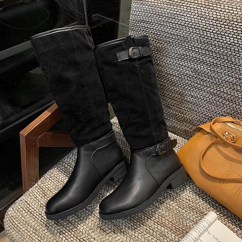 Французская ретро пряжка ремня длинные рыцарские сапоги для женщин 2025 новые нишевые сапоги большого размера в британском стиле