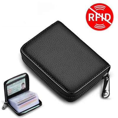 1 шт. Ультратонкий RFID-кошелек на молнии с защитой от кражи, Минималистичный черный многофункциональный органайзер для карт и наличных, Прочный дизайн с пряжкой