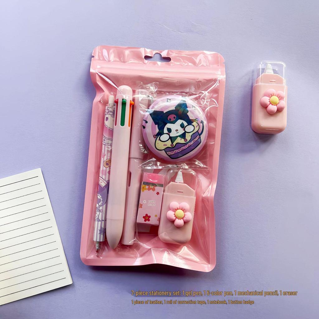 Кроми 7-предметный набор канцелярских принадлежностей: Ручки, Корректирующая лента и Карандаши для студентов