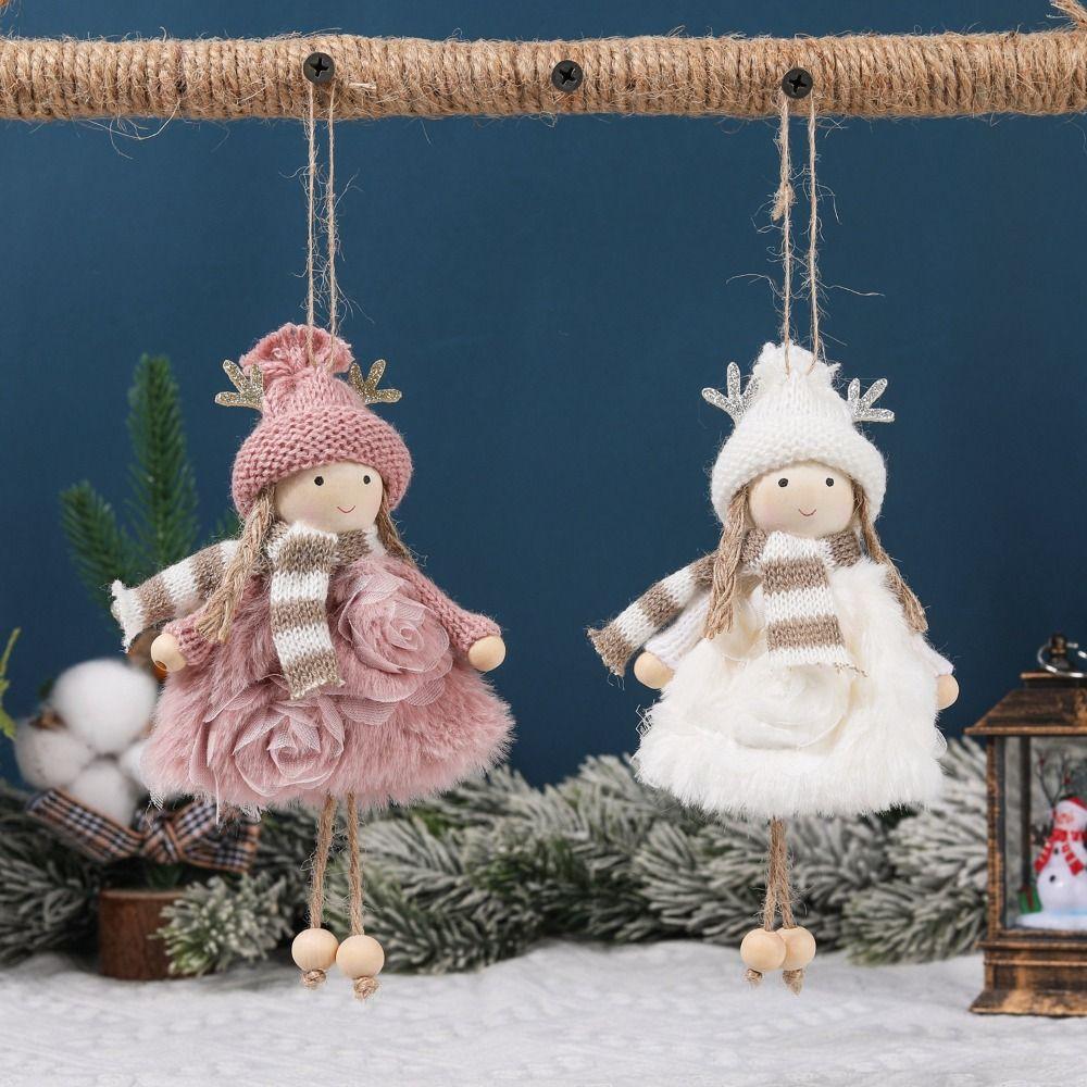 Antler Plush Doll Pendant Angel Christmas Tree Pendant Cute Christmas Plush Girls Pendant New Year