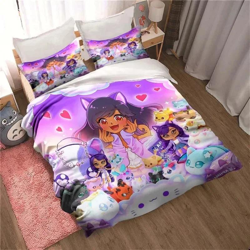APHMAU Комплект постельного белья Комплект пододеяльника Односпальный Двуспальный King Size Кавайный Мультяшный Aphmau Спальня для взрослых Мальчиков Пододеяльник а также Наволочка