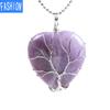 Women'S Love Pendant Natural Crystal Stone Handmade Copper Winding Life Wisdom Tree Jewelry