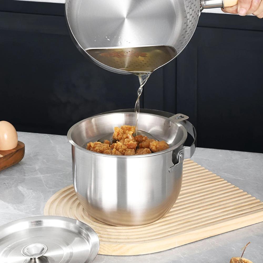 with Filter Mesh Lard Filter Pot 316 Stainless Steel Grease Container Soup Pot  Kitchen Gadgets