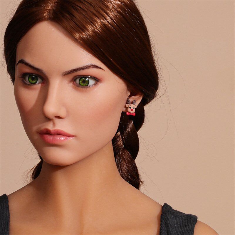 Прекрасные акриловые серьги-гвоздики с ушками Санта-Клауса и лося, женские украшения