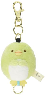 Плюшевая брелок-катушка San-X Sumikko Gurashi, Пингвин, Мягкий боа, AB03102, Зеленый