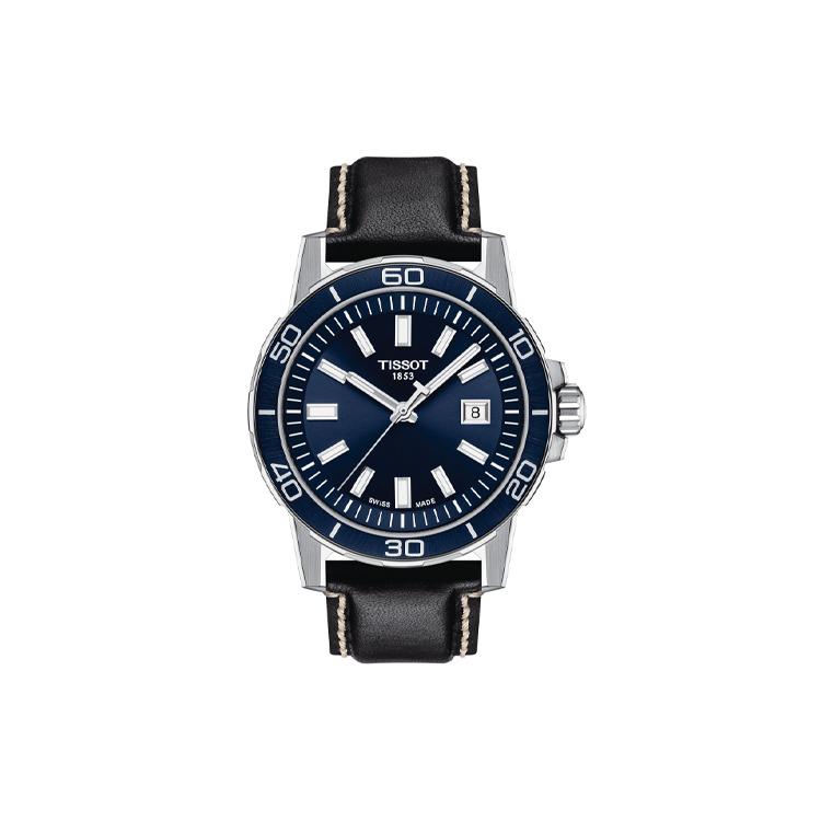 Tissot Смелая Коллекция Мужские Часы с Кварцевым Механизмом Часы 44 мм Синий Циферблат Корпус из Нержавеющей Стали Кожаный Ремешок T125.610.16.041.00