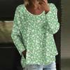 Женский повседневный модный свободный топ с круглым вырезом и цветочным принтом, с длинным рукавом