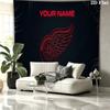 Custom Name,Detroit Red Wings Wall tapestry, aesthetic printed fabric blanket, suitable for bedroom, living room, and home decor.