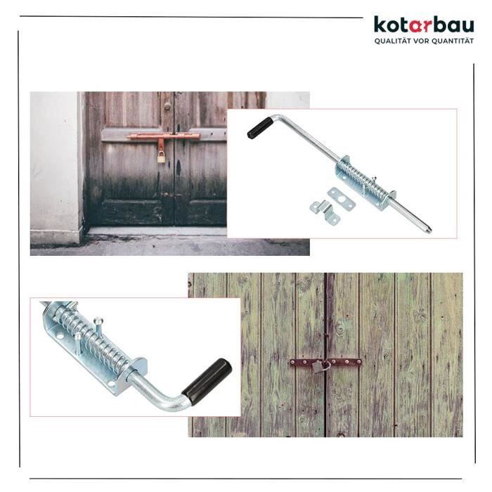 Verrou de porte avec ressort KOTARBAU fabriqué en acier galvanisé de haute qualité, résistant à la corrosion, argent, 420 mm