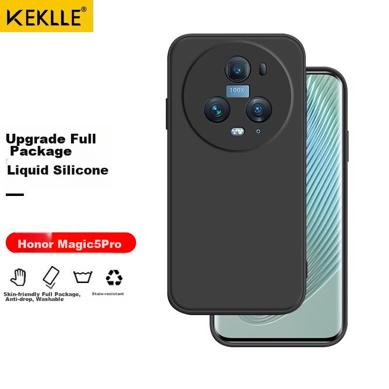 KEKLLE Phone Case for Honor Magic5 Pro, Liquid Silicone Full Lens Protection Anti-Drop Soft Elegant BlackUpgraded Silicone