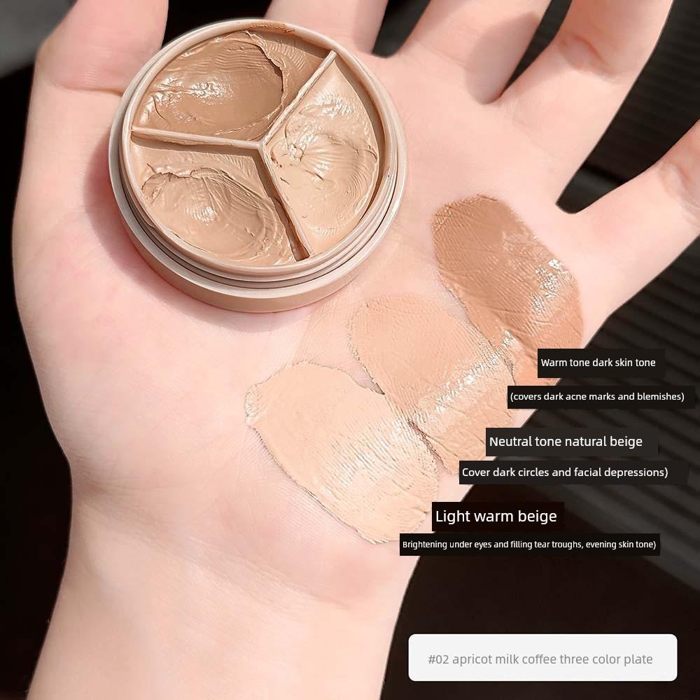Three-Color Concealer to Cover Tattoos, Spots, Acne Marks, Facial Contouring, Dark Circles, Dull Skin, and Brighten Skin Tone