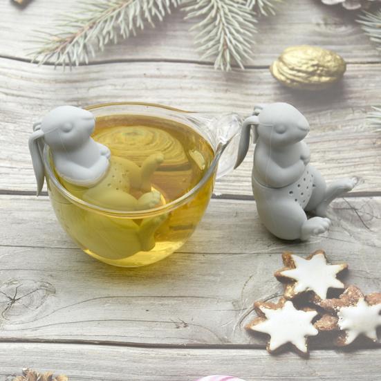 Ситечко для чая Yousheng Rabbit, силиконовое ситечко в форме кролика, многоразовое ситечко для листьев, трав, специй, декор для чайника