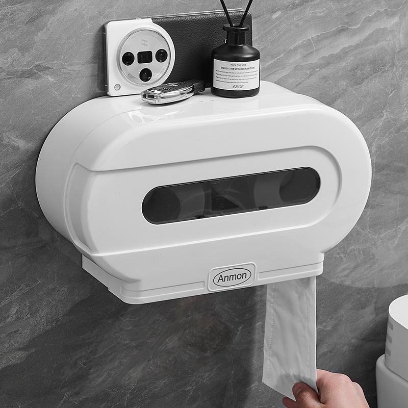 Toilet tissue holder small double roll tissue box wall mounted paper holder waterproof accessories for bathroom paper towel