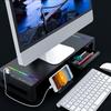 Подставка для монитора ABS RGB, стойка для стола с тремя USB3.0 клавиатурой, мышью, полкой для хранения, подставкой для экрана с ящиком для зарядного кабеля, держателем для телефона, черная