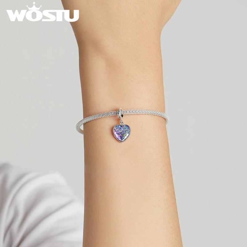 WOSTU Изысканная красивая подвеска из стерлингового серебра 925 пробы с рыбьей чешуей, подходящая для браслета, ювелирных украшений