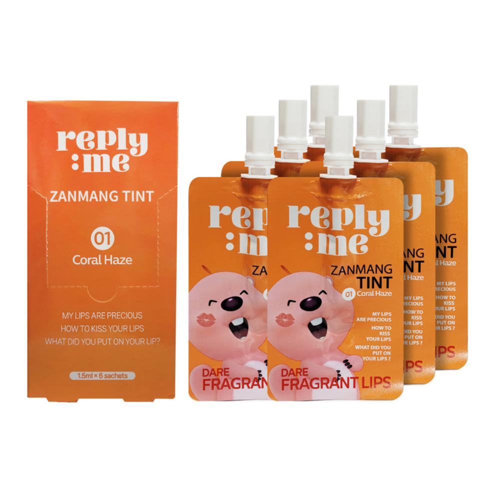 [Limited Edition] reply:me Zanmang Loopy Pouch Lip Tint Set 01 Coral Haze – 6 Mini Lip Tints Kit(1.5ml x 6)