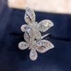 925 Sterling Silver Big Butterfly Rings For Women New Fashion Micro Pave Shinning Zircon Statement RingGood product