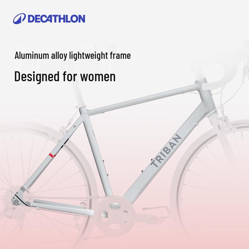 Decathlon Snow White Women's Road & Commuter Bike with Dual Brakes
