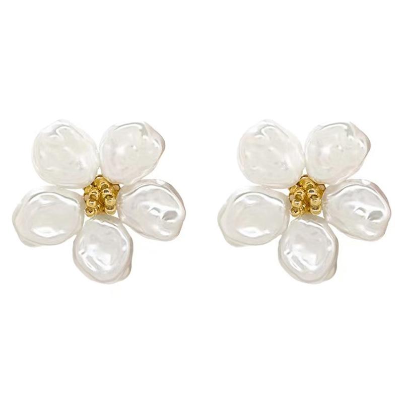 1 пара модных легких роскошных сережек-цветков с жемчугом для женщин и девочек, нежные серьги-гвоздики с цветком, подарки на день рождения