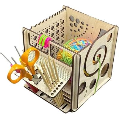 Универсальный органайзер для хранения пряжи Partslety деревянная чаша для пряжи чаша для вязания, многофункциональный держатель для спиц и ножниц