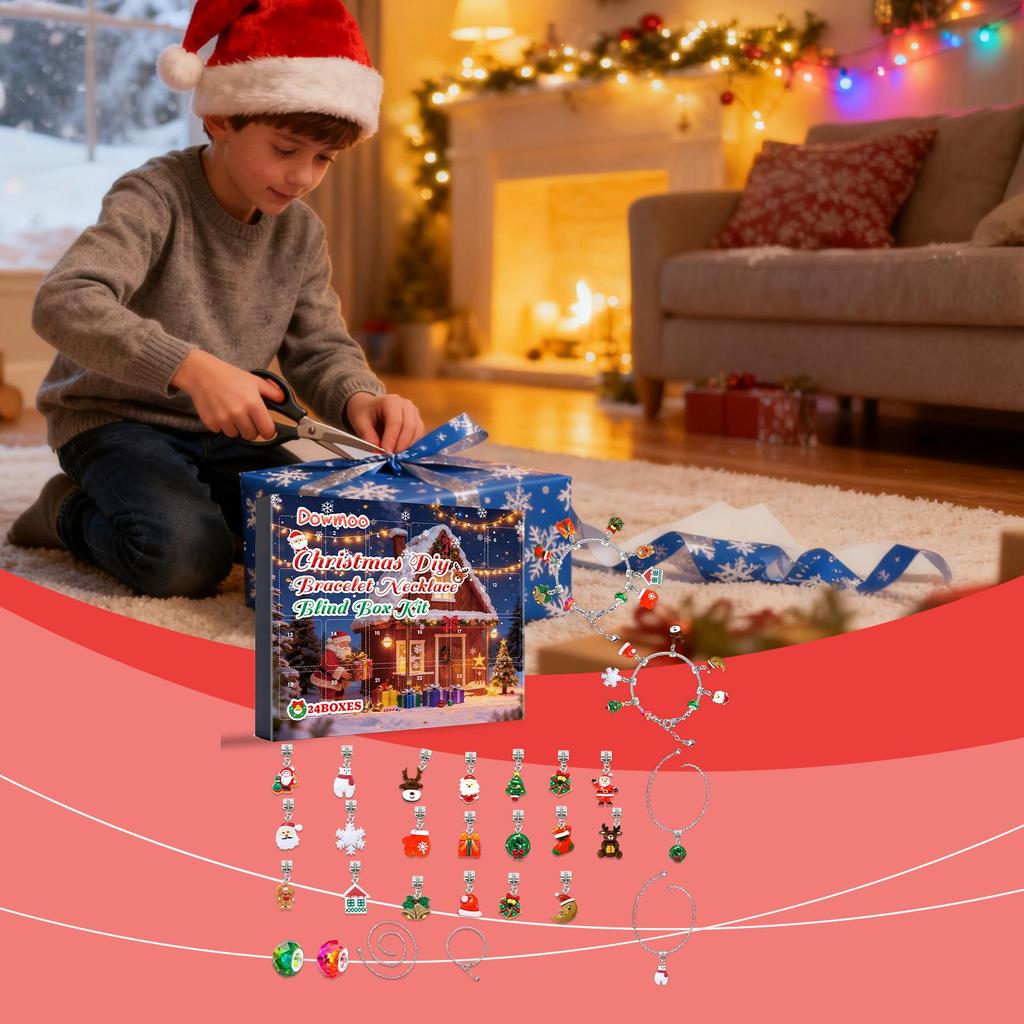 24-Style Christmas DIY Bracelet & Necklace Blind Box: Festive & Fun Mini Accessories Creative Set