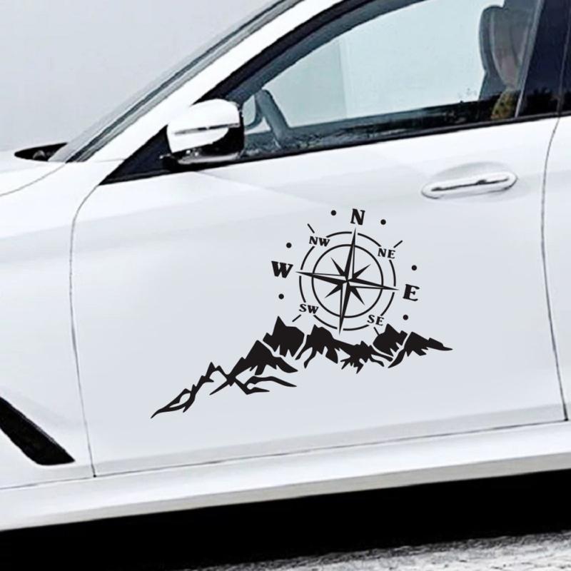 1 пара автомобильных наклеек с горным компасом, наклейки для стайлинга автомобилей, наклейки для тела, Декор, аксессуары