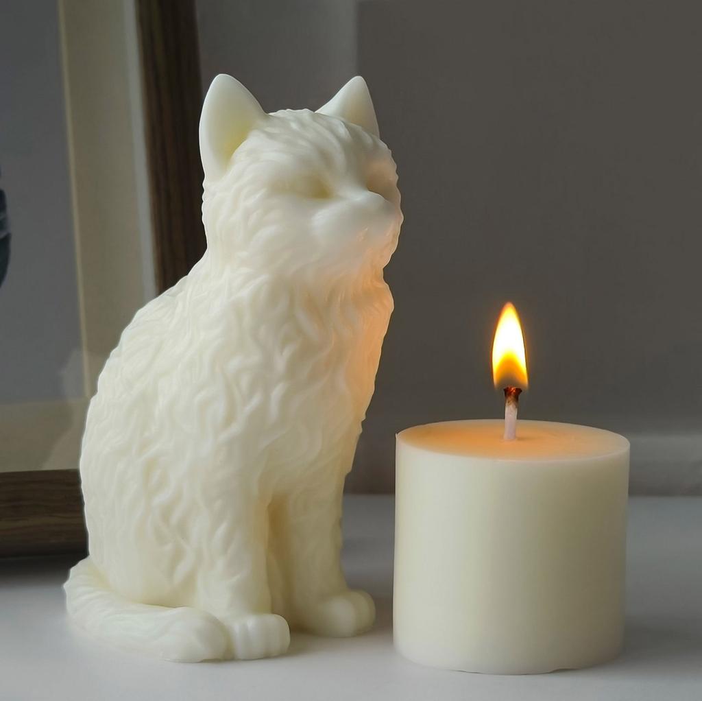 Easy To Clean Silicone Candle Mold Soap Moulds Sitting Cat Shape Resin Project Moulds Silicone Texture for Candle