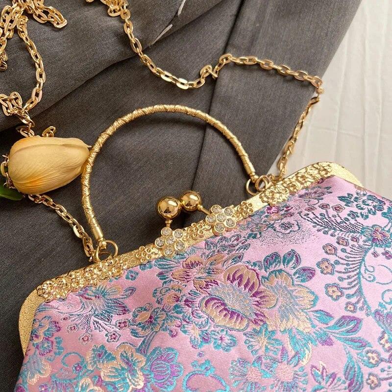 Винтажный женский свадебный клатч с цветочным замком, зажим в форме ракушки, сумки на плечо с цепочкой и бахромой, фиолетовые, синие сумки через плечо, сумки и кошельки