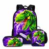 Jurassic World Dinosaur Backpack Set 3-Piece Student School Bag Lunch Bag Pencil Case