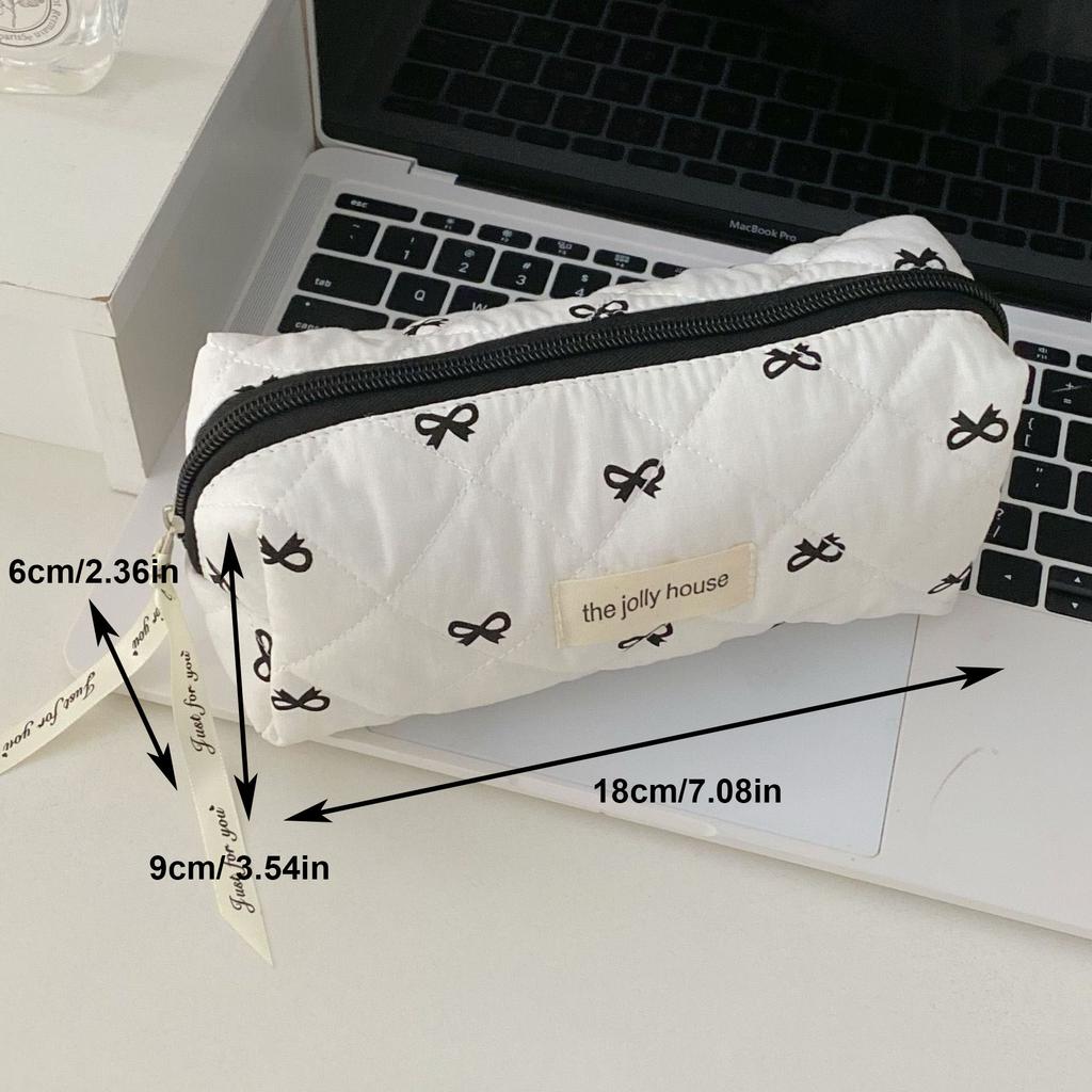 Fashion Cherry Tote Women Makeup Bag Portable Cute Ladies Cosmetic Toiletry Storage Pouch Handbag Cotton Quilted Zipper Bag